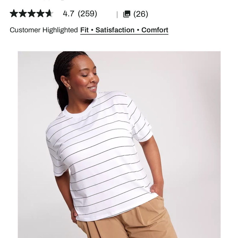 CALIA by Carrie Underwood White and Black Striped Tee